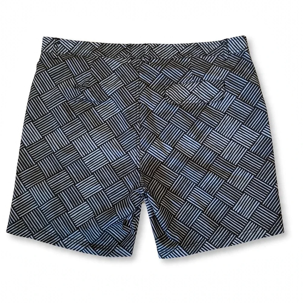 Ibiza Ocean Club Mens Geometric Print Swim Shorts Black White Size 36 Mesh Lined